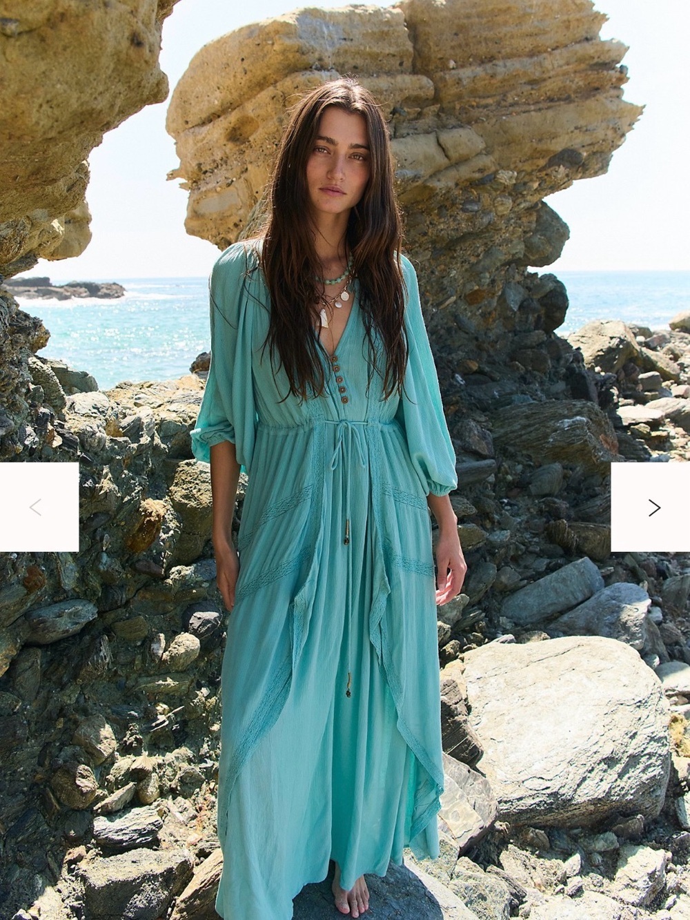 Free People Plenty Of Love Maxi Dress Small Color: Waterfall Mist NWT
